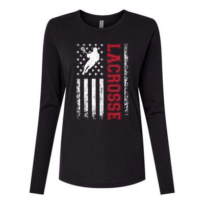 Lacrosse Usa Flag Lax Womens Cotton Relaxed Long Sleeve T-Shirt