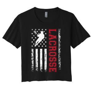 Lacrosse Usa Flag Lax Women's Crop Top Tee