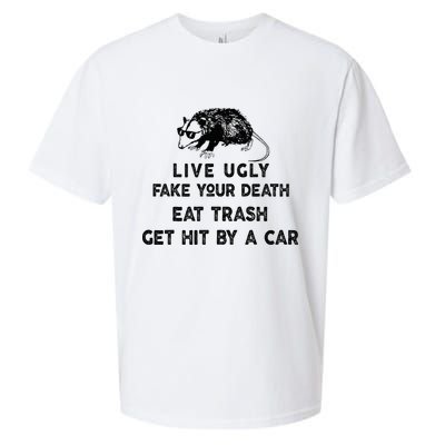 Live Ugly Fake Your Death Eat Trash Get Hit Sueded Cloud Jersey T-Shirt