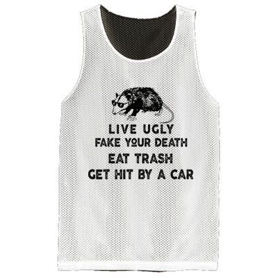 Live Ugly Fake Your Death Eat Trash Get Hit Mesh Reversible Basketball Jersey Tank