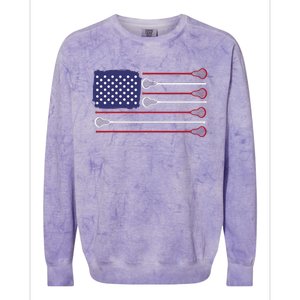 Lacrosse USA Flag Lacrosse Player Men Woman Kids Colorblast Crewneck Sweatshirt