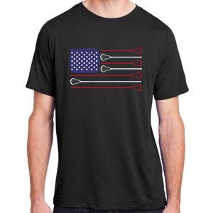 Lacrosse USA Flag Lacrosse Player Men Woman Kids Adult ChromaSoft Performance T-Shirt