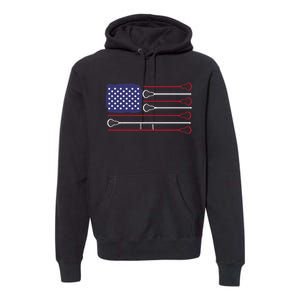 Lacrosse USA Flag Lacrosse Player Men Woman Kids Premium Hoodie