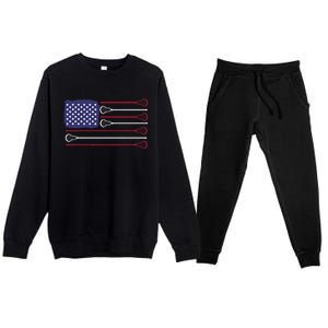 Lacrosse USA Flag Lacrosse Player Men Woman Kids Premium Crewneck Sweatsuit Set