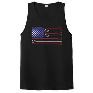 Lacrosse USA Flag Lacrosse Player Men Woman Kids PosiCharge Competitor Tank