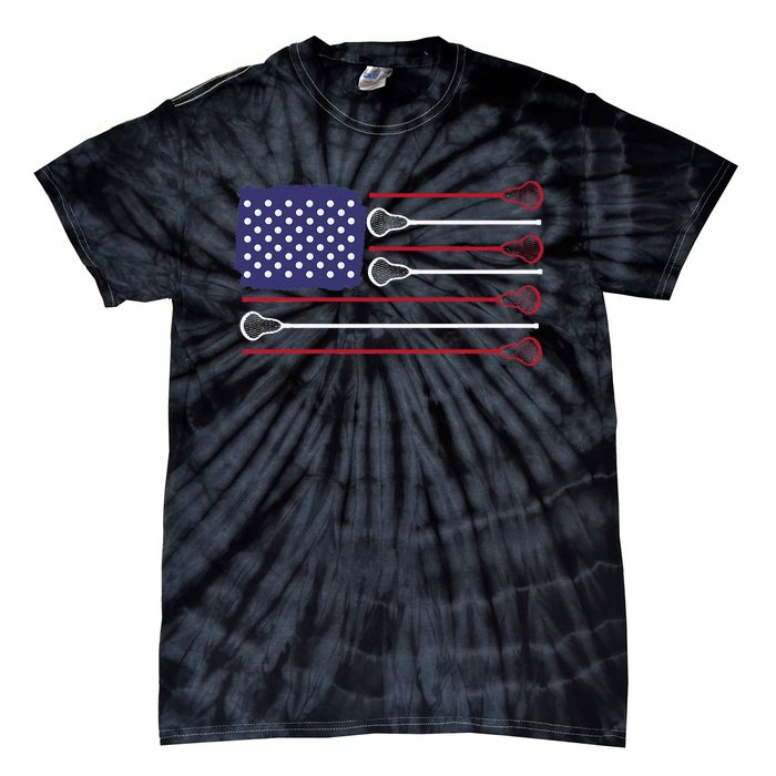 Lacrosse USA Flag Lacrosse Player Men Woman Kids Tie-Dye T-Shirt