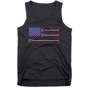 Lacrosse USA Flag Lacrosse Player Men Woman Kids Tank Top