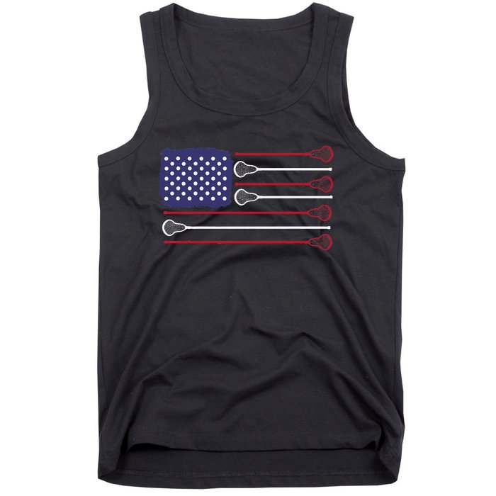 Lacrosse USA Flag Lacrosse Player Men Woman Kids Tank Top