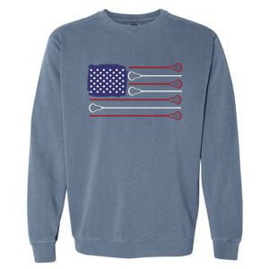 Lacrosse USA Flag Lacrosse Player Men Woman Kids Garment-Dyed Sweatshirt