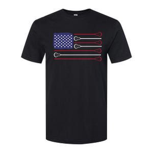 Lacrosse USA Flag Lacrosse Player Men Woman Kids Softstyle CVC T-Shirt