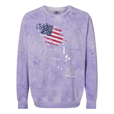 Locomotive Us Flag Railroad Model Train Patriotic Train Colorblast Crewneck Sweatshirt