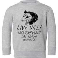 Live Ugly Fake Your Death Eat Trash Get Hit By A Car Opossum Toddler Sweatshirt