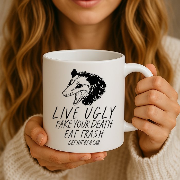 Live Ugly Fake Your Death Eat Trash Get Hit By A Car Opossum Mug