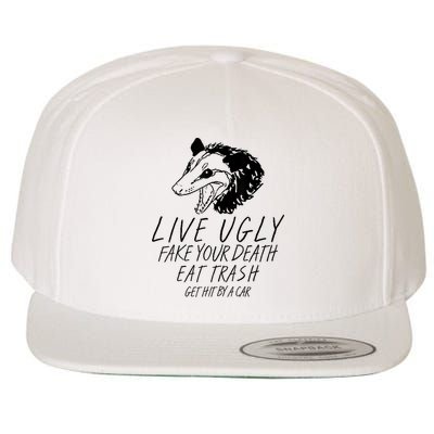 Live Ugly Fake Your Death Eat Trash Get Hit By A Car Opossum Wool Snapback Cap