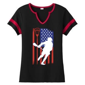 Lacrosse USA Flag Ladies Halftime Notch Neck Tee