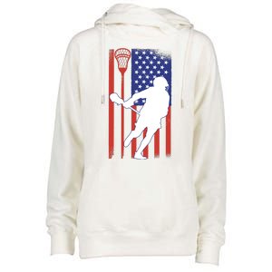 Lacrosse USA Flag Womens Funnel Neck Pullover Hood