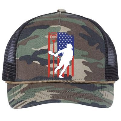 Lacrosse USA Flag Retro Rope Trucker Hat Cap