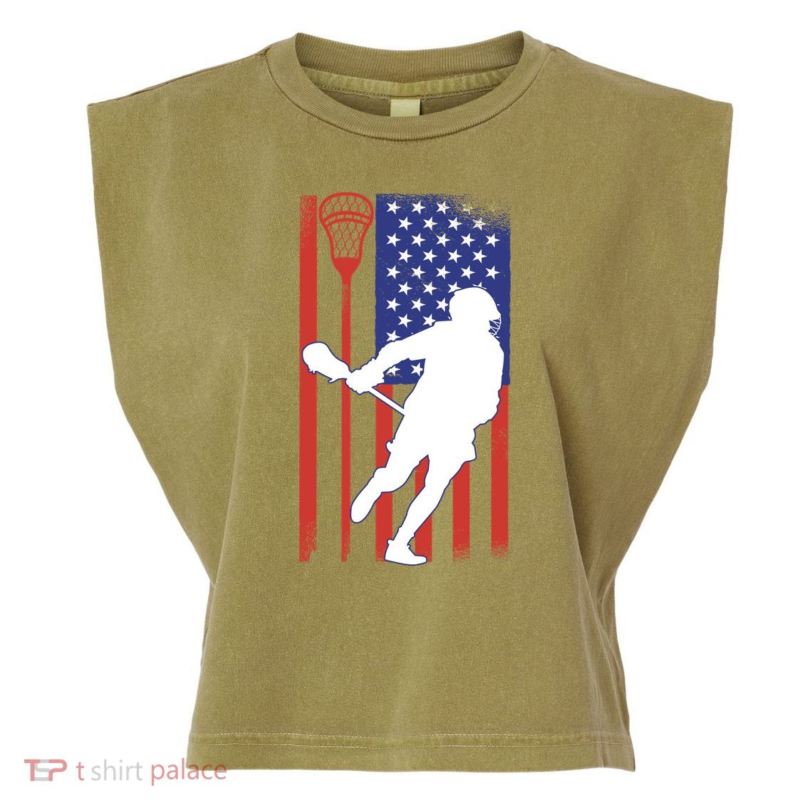 Lacrosse Usa Flag Garment-Dyed Women's Muscle Tee