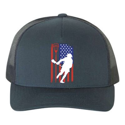 Lacrosse USA Flag Yupoong Adult 5-Panel Trucker Hat