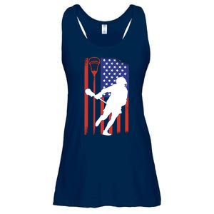 Lacrosse USA Flag Ladies Essential Flowy Tank