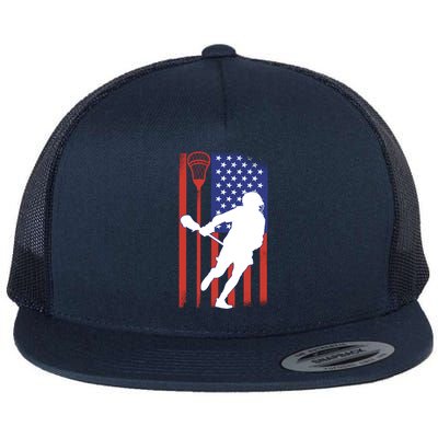 Lacrosse USA Flag Flat Bill Trucker Hat