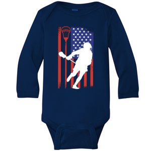 Lacrosse USA Flag Baby Long Sleeve Bodysuit