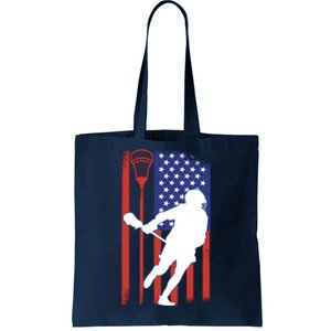 Lacrosse USA Flag Tote Bag