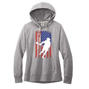 Lacrosse USA Flag Women's Fleece Hoodie