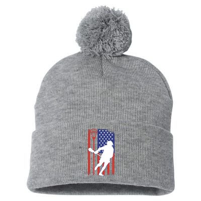 Lacrosse USA Flag Pom Pom 12in Knit Beanie