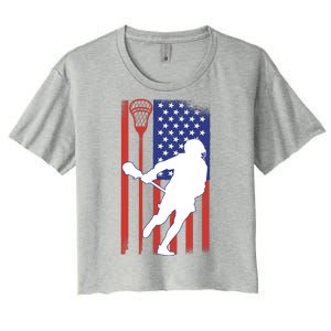 Lacrosse USA Flag Women's Crop Top Tee