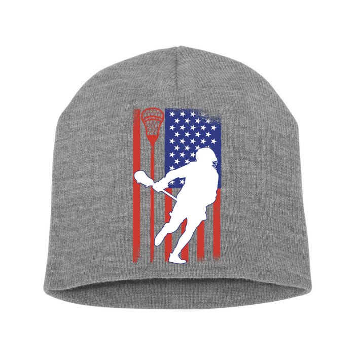 Lacrosse USA Flag Short Acrylic Beanie