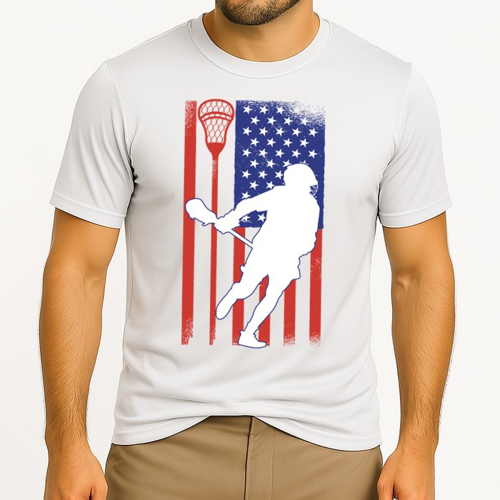 Lacrosse Usa Flag Cooling Performance Crew T-Shirt