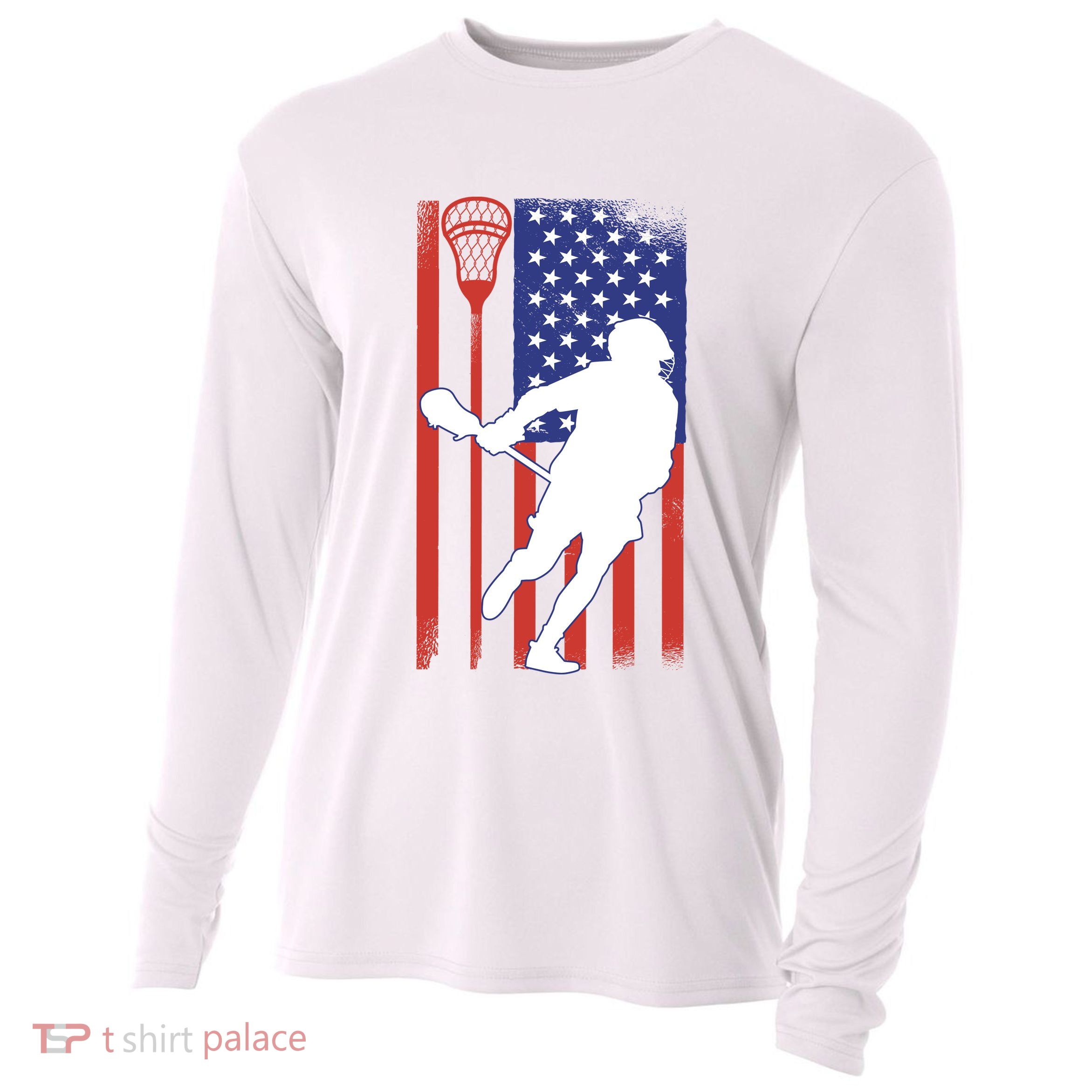Lacrosse Usa Flag Cooling Performance Long Sleeve Crew