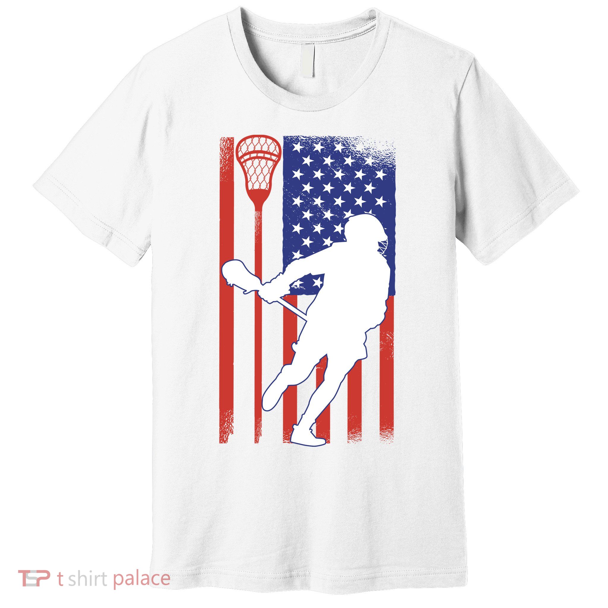 Lacrosse Usa Flag Premium T-Shirt