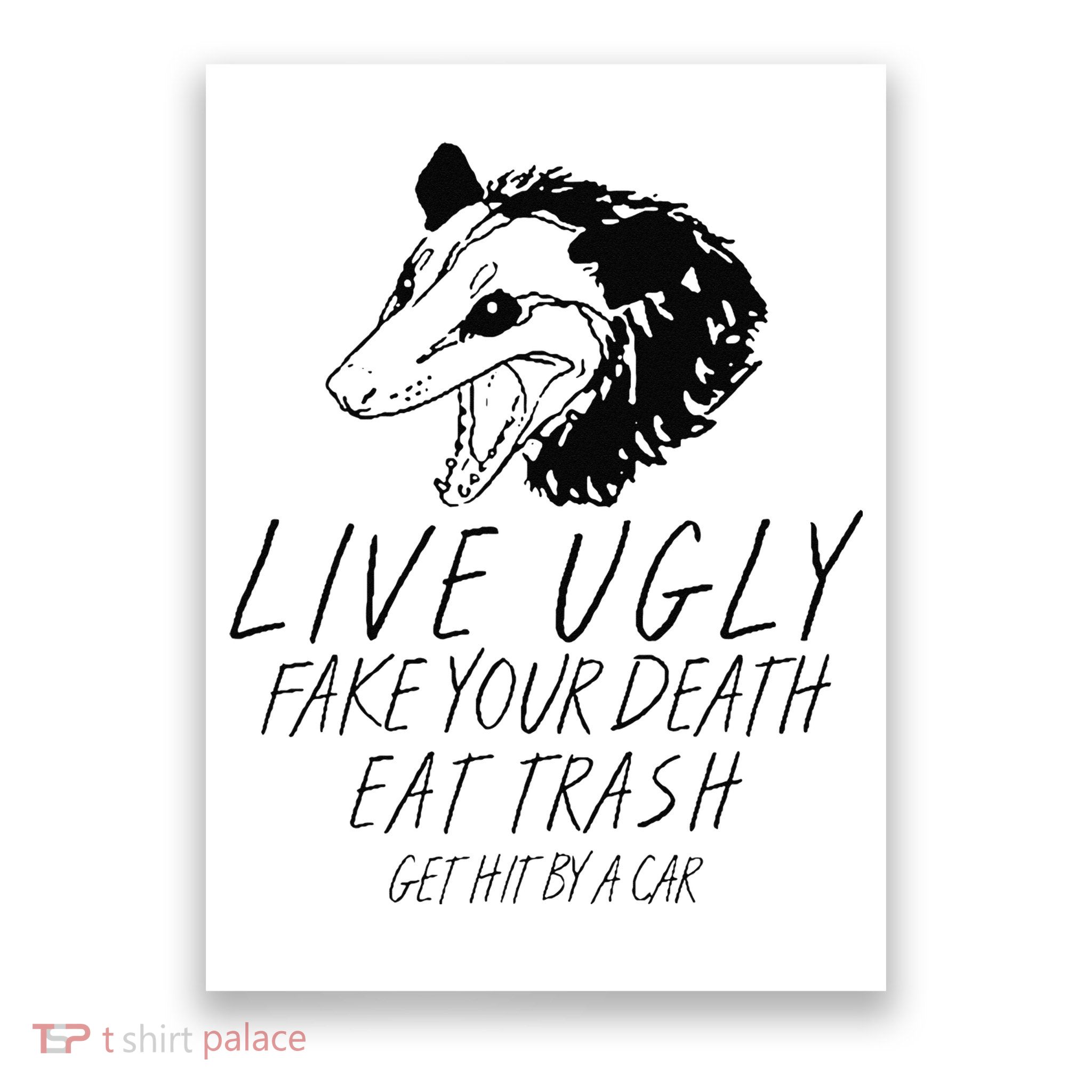 Live Ugly Fake Your Death Eat Trash Get Hit By A Car Opossum Poster