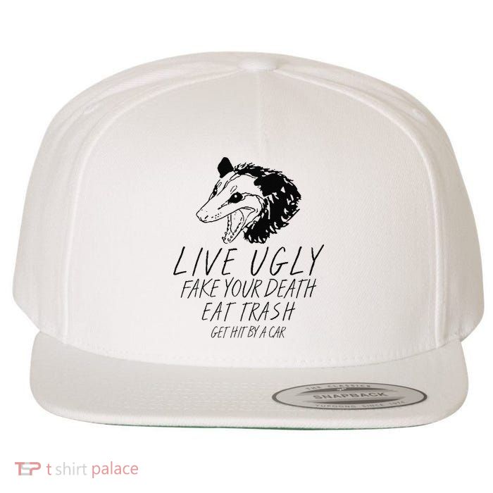 Live Ugly Fake Your Death Eat Trash Get Hit By A Car Opossum Wool Snapback Cap