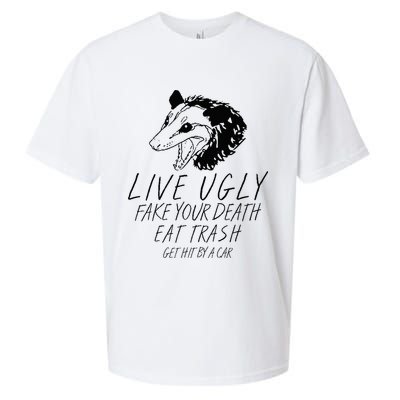 Live Ugly Fake Your Death Eat Trash Get Hit By A Car Opossum Sueded Cloud Jersey T-Shirt