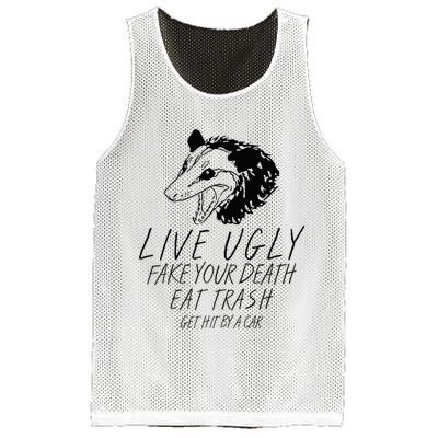 Live Ugly Fake Your Death Eat Trash Get Hit By A Car Opossum Mesh Reversible Basketball Jersey Tank
