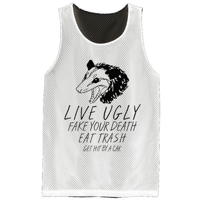 Live Ugly Fake Your Death Eat Trash Get Hit By A Car Opossum Mesh Reversible Basketball Jersey Tank