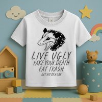 Live Ugly Fake Your Death Eat Trash Get Hit By A Car Opossum Toddler T-Shirt