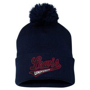 Lewis University Flyers Distressed Primary Pom Pom 12in Knit Beanie