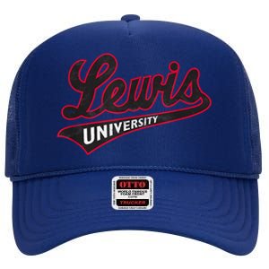 Lewis University Flyers Distressed Primary High Crown Mesh Back Trucker Hat