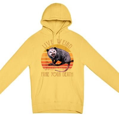 Live Ugly Fake Your Death Fynny Retro Vintage Opossum Premium Pullover Hoodie