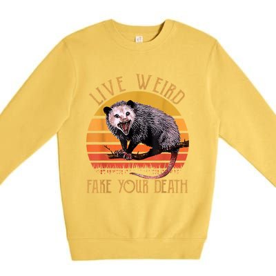 Live Ugly Fake Your Death Fynny Retro Vintage Opossum Premium Crewneck Sweatshirt