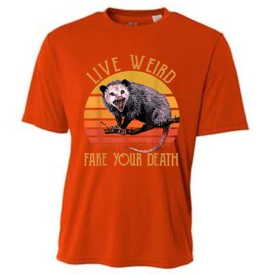 Live Ugly Fake Your Death Fynny Retro Vintage Opossum Cooling Performance Crew T-Shirt