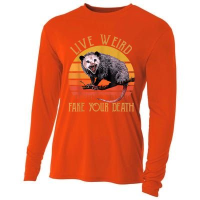 Live Ugly Fake Your Death Fynny Retro Vintage Opossum Cooling Performance Long Sleeve Crew