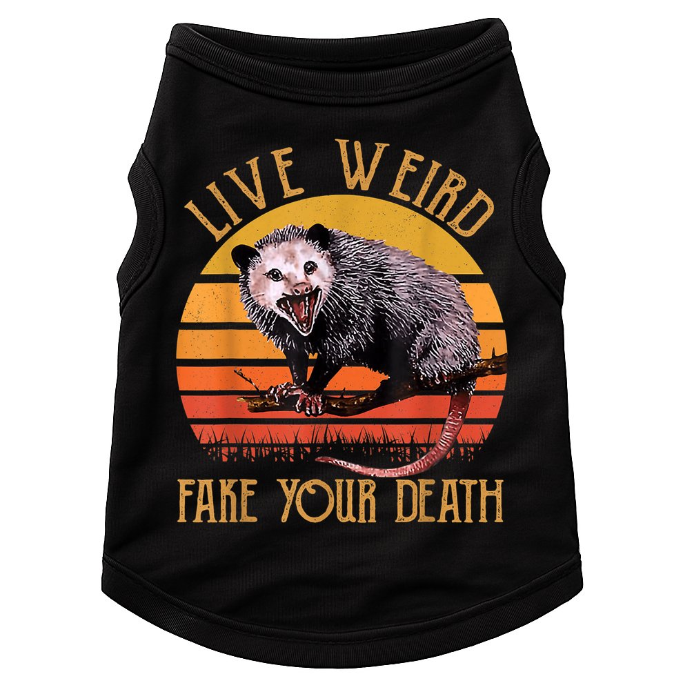 Live Ugly Fake Your Death Fynny Retro Vintage Opossum Doggie Tank