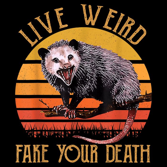 Live Ugly Fake Your Death Fynny Retro Vintage Opossum Polo