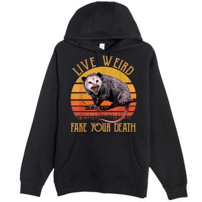 Live Ugly Fake Your Death Fynny Retro Vintage Opossum Premium Pullover Hoodie