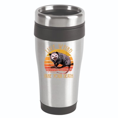 Live Ugly Fake Your Death Fynny Retro Vintage Opossum 16oz Travel Tumbler